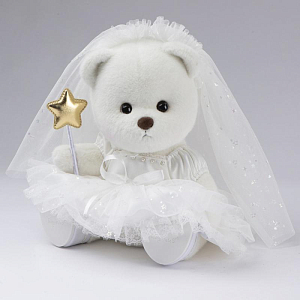 Медведь Lina TeddyTales "Невеста Астронавта", M, в платье, белый 30 см